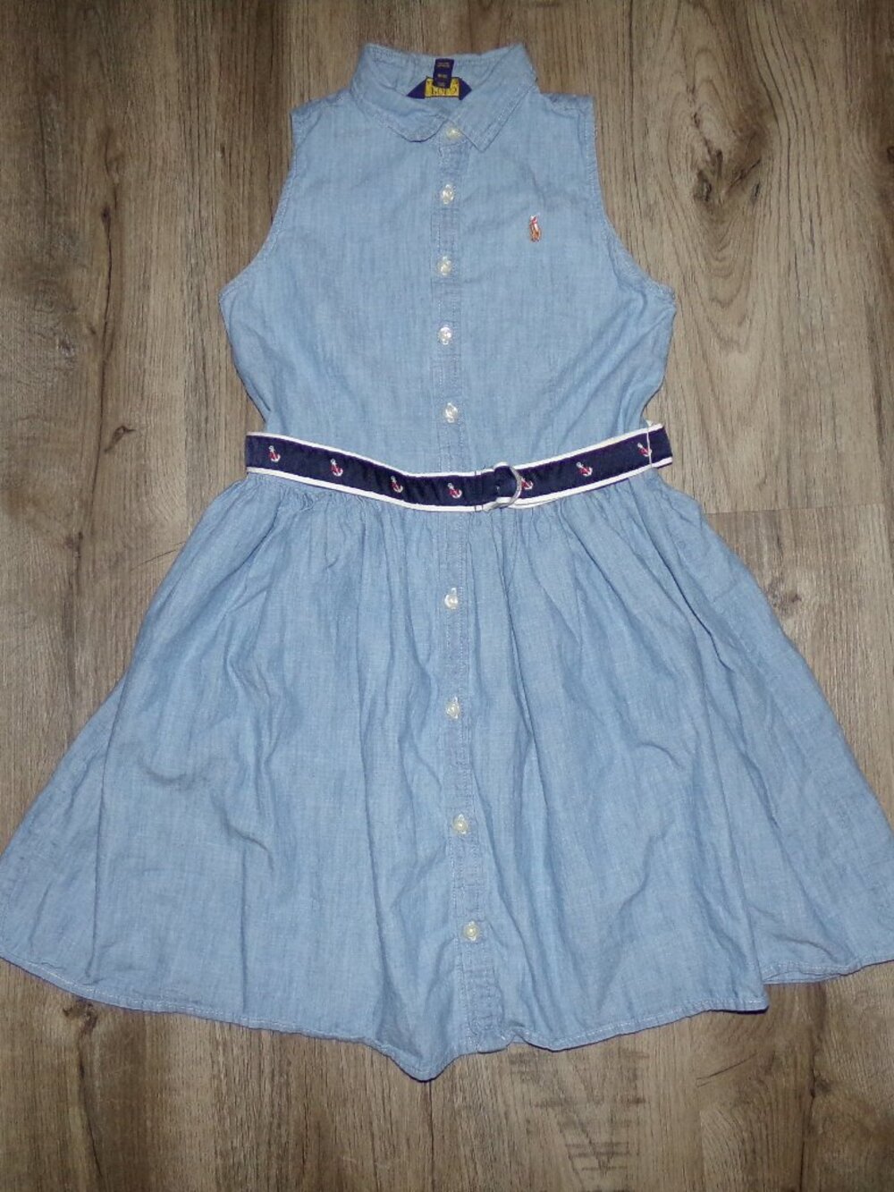 POLO RALPH LAUREN CHAMBRAY DENIM BELTED DRESS SZ 14
